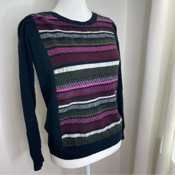 J. CREW wool rabbit hair blend preppy academia retro striped sweater stripe XS/S - Picture 9 of 10